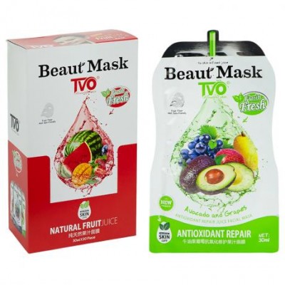 Набір масок тканинних 20шт зволожуючих для обличчя Avocado and Grapes TVO 014 Набір масок тканинних 20шт зволожуючих для обличчя Avocado and Grapes TVO 014