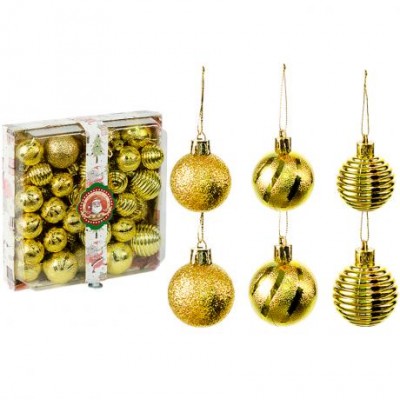 Набір новорічних куль 48шт D4см/3см Золотий блиск YH-9576