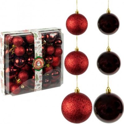 Набір новорічних куль 42шт Бордо D4/5/6/7см YH-9574