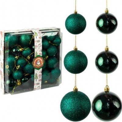 Набір новорічних куль 42шт Смарагд D4/5/6/7см YH-9574