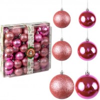 Набір новорічних куль 42шт Рожевий D4/5/6/7см YH-9574