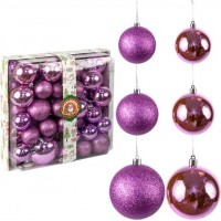 Набір новорічних куль 42шт Фіолетовий D4/5/6/7см YH-9574 Набір новорічних куль 42шт Фіолетовий D4/5/6/7см YH-9574