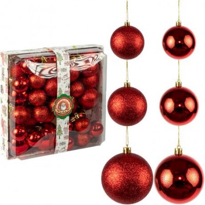 Набір новорічних куль 42шт Червоний D4/5/6/7см YH-9574