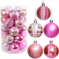Набір новорічних куль 25шт D6см Рожевий (5 дизайнів по 5шт) YH-9287 тубус Набір новорічних куль 25шт D6см Рожевий (5 дизайнів по 5шт) YH-9287 тубус