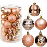 Набір новорічних куль 25шт D6см Рожеве Золото (5 дизайнів по 5шт) YH-9287 тубус Набір новорічних куль 25шт D6см Рожеве Золото (5 дизайнів по 5шт) YH-9287 тубус