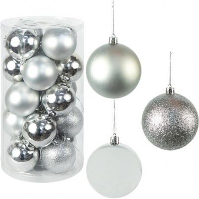 Набір новорічних куль 20шт D6см Срібло в тубусі YH-9262