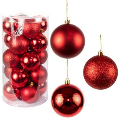 Набір новорічних куль 20шт D6см Срібло в тубусі YH-9262