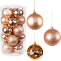 Набір новорічних куль 20шт D6см Рожеве Золото в тубусі YH-9262