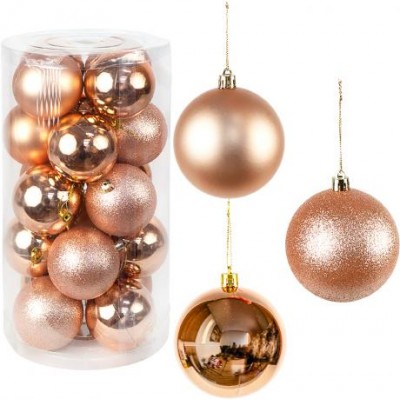 Набір новорічних куль 20шт D6см Рожеве Золото в тубусі YH-9262