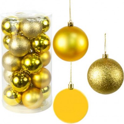 Набір новорічних куль 20шт D6см Золото у тубусі YH-9262