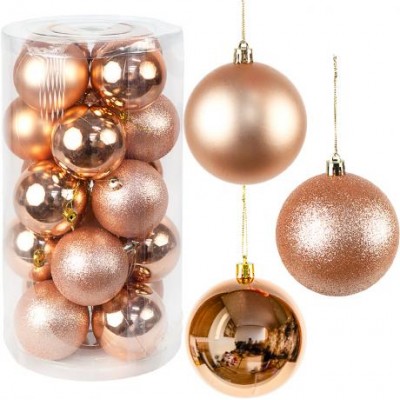 Набір новорічних кульок 20шт D8см Рожеве золото YH-9139