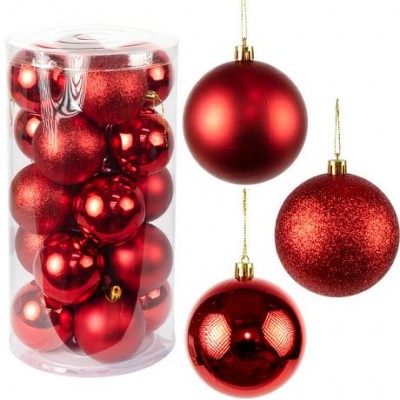 Набір новорічних кульок 20шт D8см Червоний YH-9139