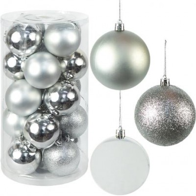 Набір новорічних кульок 20шт D8см Срібло YH-9139