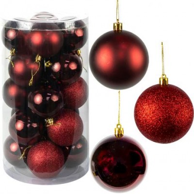 Набір новорічних кульок 20шт D8см Бордо YH-9139