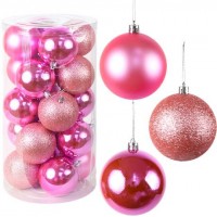 Набір новорічних кульок 20шт D8см Рожевий YH-9139