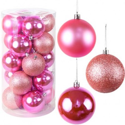 Набір новорічних кульок 20шт D8см Рожевий YH-9139