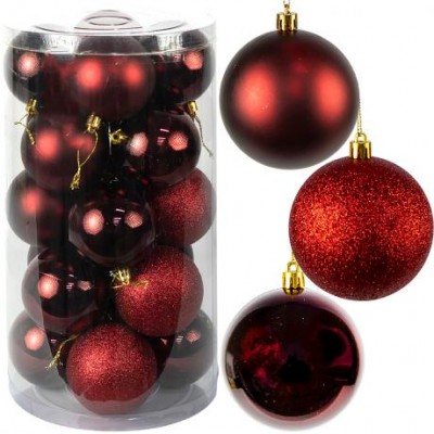 Набір новорічних куль 20шт D9см Бордо YH-9554 тубус
