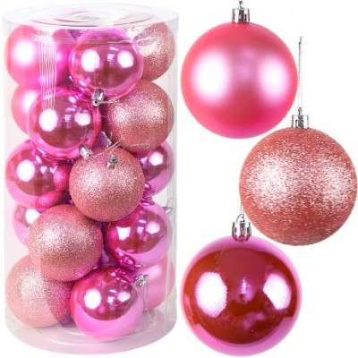 Набір новорічних куль 20шт D9см Рожевий YH-9554 тубус