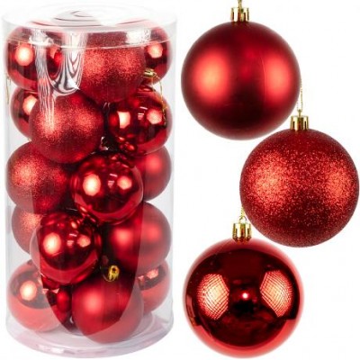 Набір новорічних куль 20шт D9см Червоний YH-9554 тубус