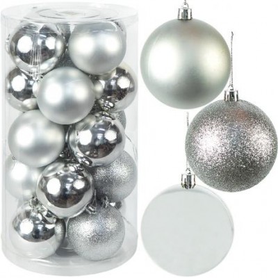Набір новорічних куль 20шт D9см Срібло YH-9554 тубус