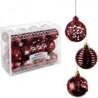 Набір новорічних куль 24шт D6см Бордо YH-9469