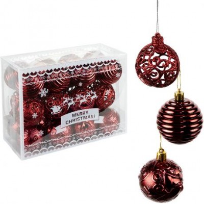 Набір новорічних куль 24шт D6см Бордо YH-9469