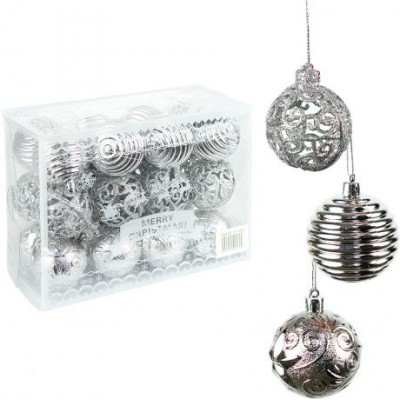 Набір новорічних куль 24шт D6см Срібло YH-9469