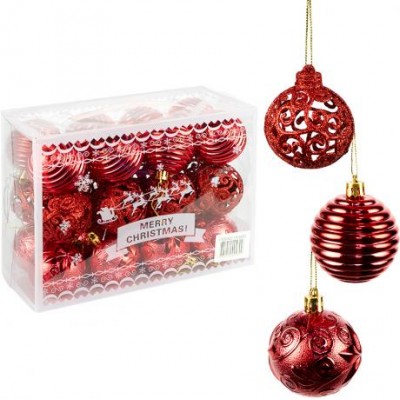 Набір новорічних куль 24шт D6см Червоний YH-9469