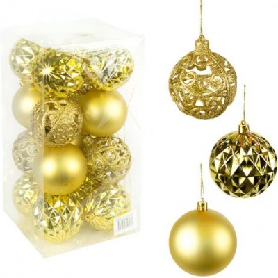 Набір новорічних куль 16шт D8см Золото YH-9113