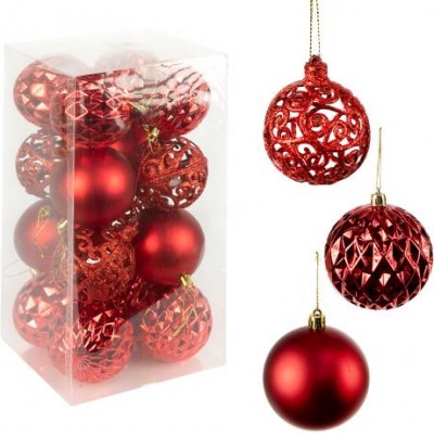 Набір новорічних куль 16шт D8см Червоний YH-9113