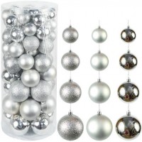 Набір новорічних куль D5/6/7/8см Срібло 6279-2 тубус