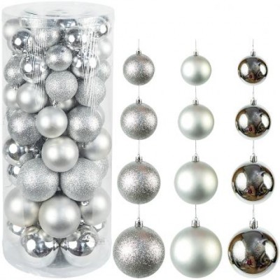 Набір новорічних куль D5/6/7/8см Срібло 6279-2 тубус