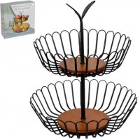 Дворівнева металева фруктовниця 35см 3038/DZ-3336