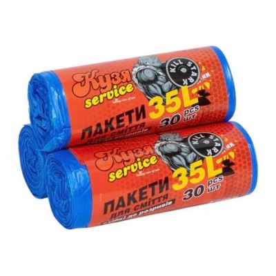 Пакет для сміття надміцний 60х50 35л 30 штук Кузя Service/STARK 776123