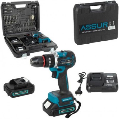 Акумуляторний ударний дриль 21V безщітковий, патрон 10мм, в кейсі ASR013