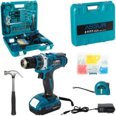 Акумуляторний дриль 10мм 12V з металевим патроном, (повний набір аксесуарів) ASR000/LD-18