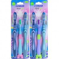 Набір зубних щіток  на блістері 3шт (2 дорослі + 1 дитяча) E520