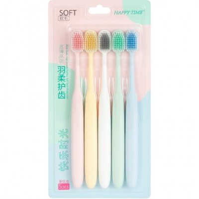Набір зубних щіток Happy time 19см на блістері 5шт E870 Набір зубних щіток Happy time 19см на блістері 5шт E870