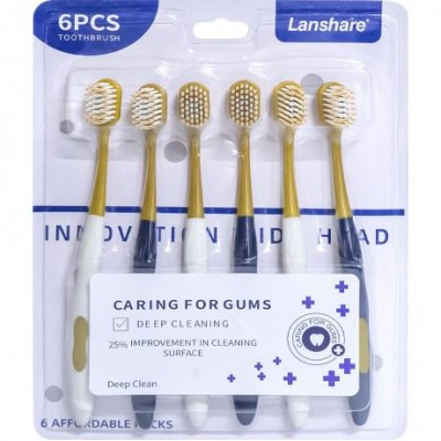 Набір зубних щіток Lanshare 18см на блістері 6 шт 6888 Набір зубних щіток Lanshare 18см на блістері 6 шт 6888