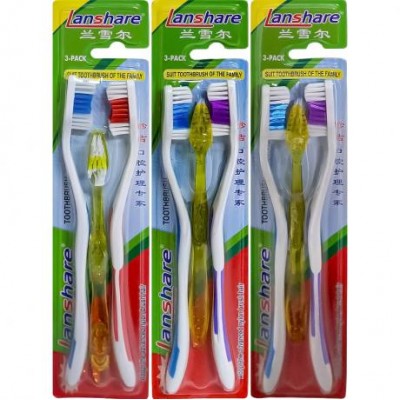 Набір зубних щіток на блістері 3шт (2 дорослі + 1 дитяча) S619C Набір зубних щіток на блістері 3шт (2 дорослі + 1 дитяча) S619C