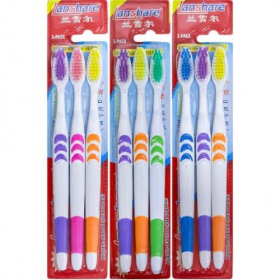 Набір зубних щіток Lanshare 19см на блістері 3шт S693 Набір зубних щіток Lanshare 19см на блістері 3шт S693