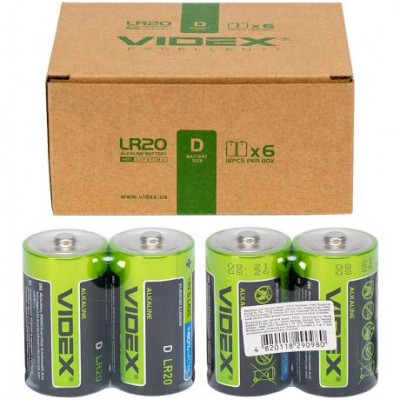 Батарейка Videx LR2O/D 2pcs SHRINK