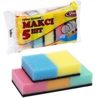 Губка для мытья посуды "Макси" 5штук, 8,5*6*3 см