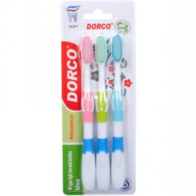 Набор зубных щеток "Dorco Soft" на блистере 3 шт D-506