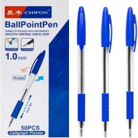 Ручка масляна поворотна CHIFON 1081 з гумовим грипом синя