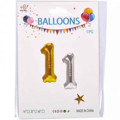 Шарик цифры метализированый №1 40см золото/серебро Шарик цифры метализированый №1 40см золото/серебро