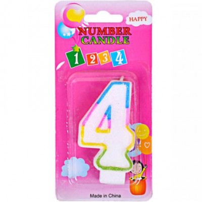 Свечка-цифра цветная 10-113 с блёсками 4