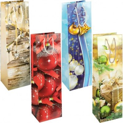 Пакет кольоровий Пляшка Новий рік 12х36х8,5 см 7001 Пакет кольоровий Пляшка Новий рік 12х36х8,5 см 7001