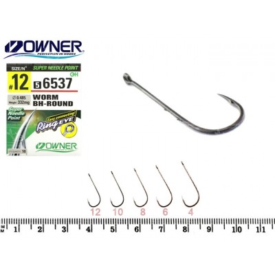 Крючок Owner 56537 WORM BH-ROUND #12 (qty. )