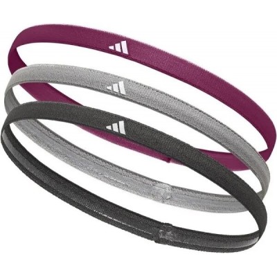 Повязки на голову Adidas Hairbands 3pk черный, серый, бордовый Уни One Size ADAC-16201-NL (Оригинал)